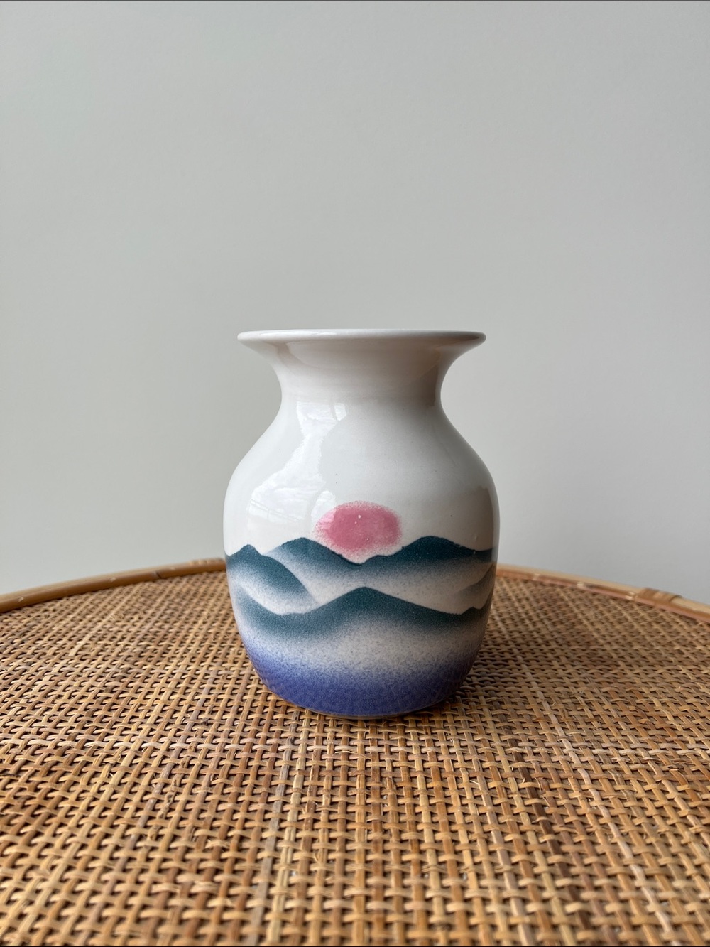 Handmade Pottery Vase Landscape Signed What Cheer Vintage